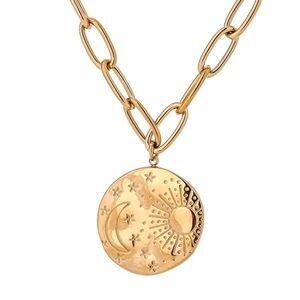 New 18k Gold Plated Solar Sky Pendant Chain Necklace